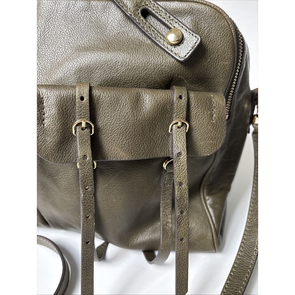 BANANA REPUBLIC Leather Large Duffle North/South Tote Dark Olive Green 2015 - Picture 5 of 16